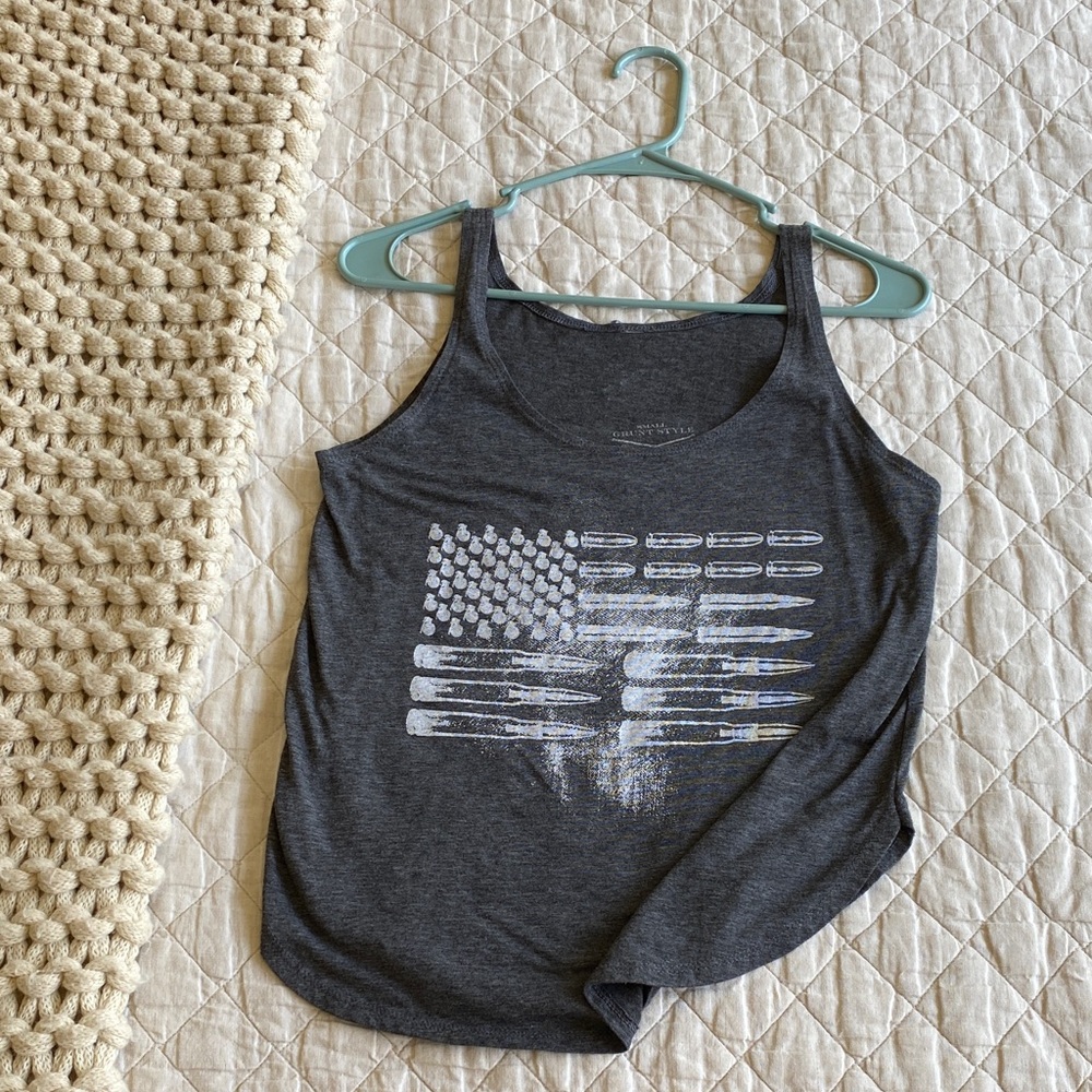 Grunt Style Charcoal Flag Graphic Tank Top